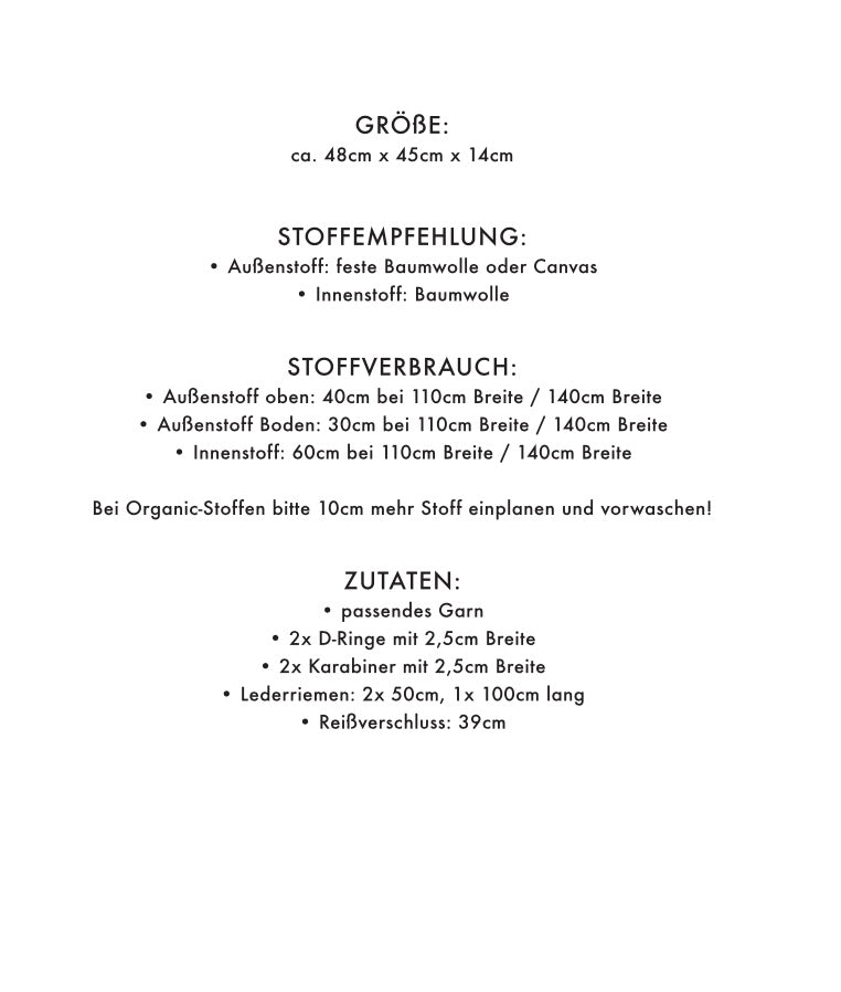 Tyra Tasche Schnittmuster Informationen