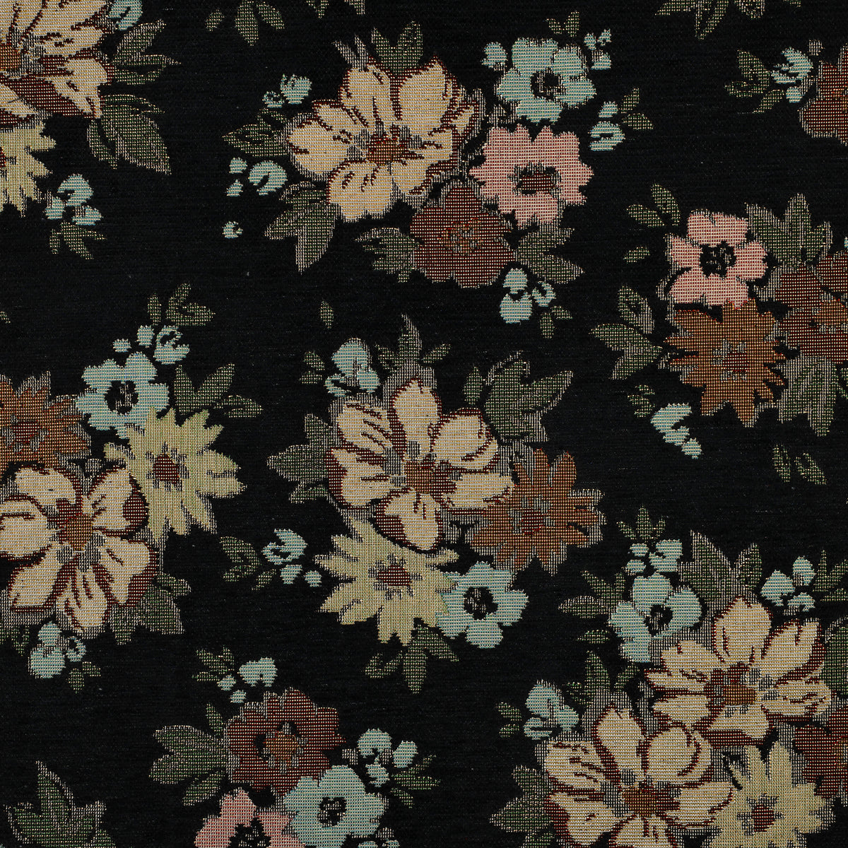 Gobelin Chenille FLOWERS schwarz