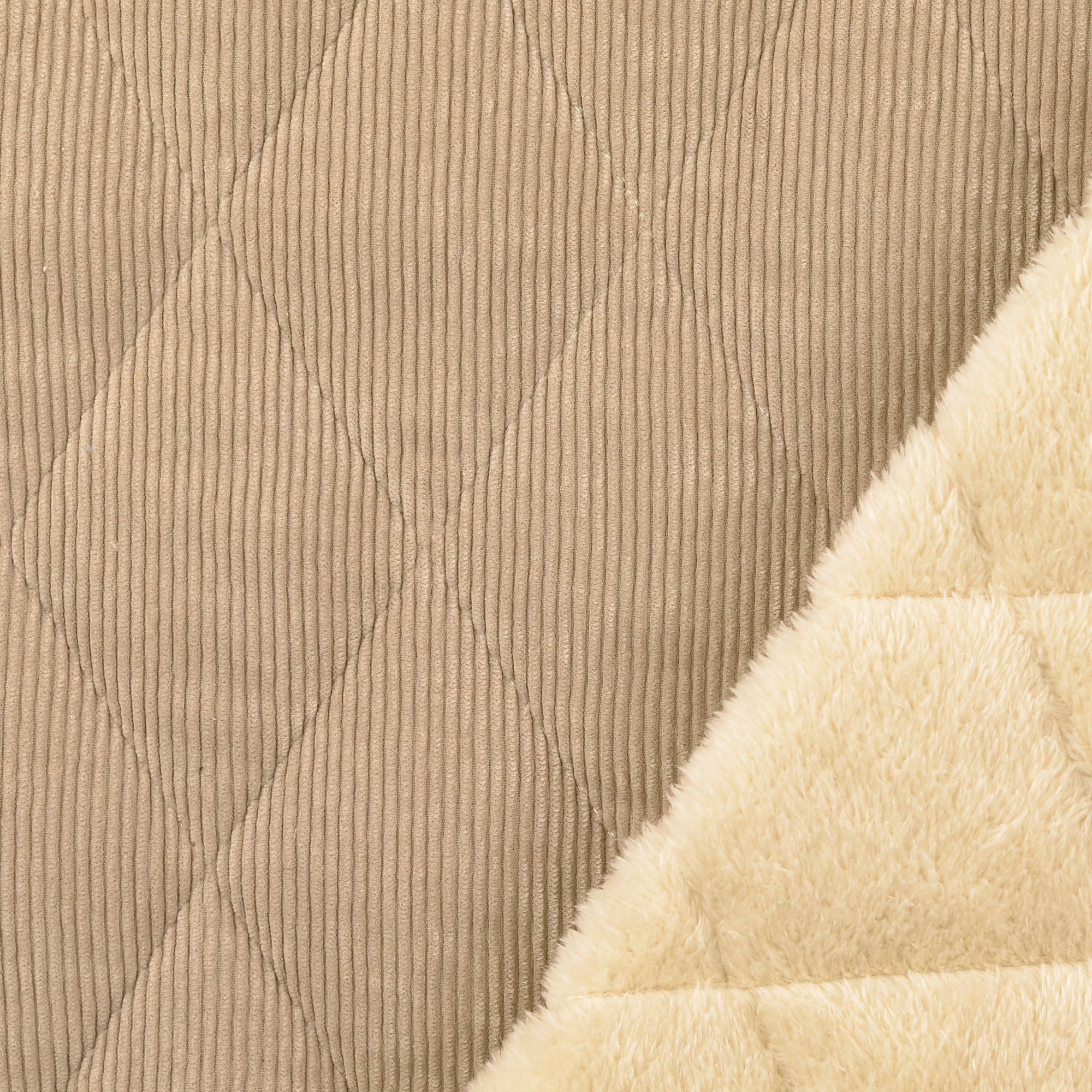 CORD STEPPER mit Fellabseite beige
