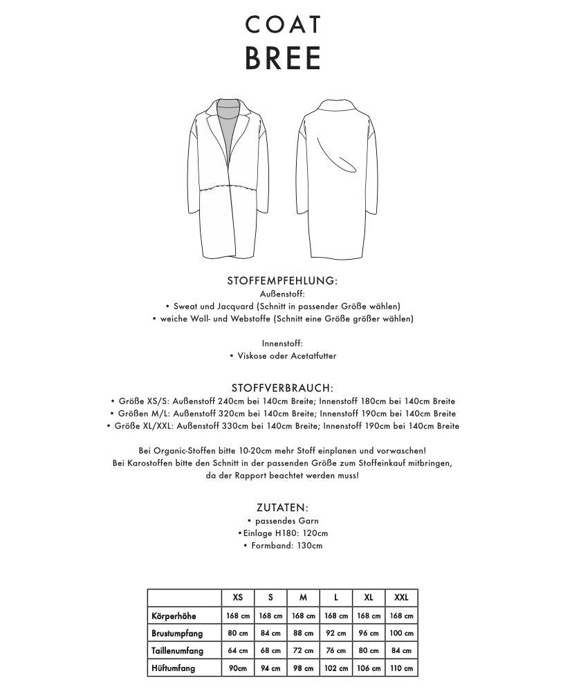 Schnittmuster COAT BREE