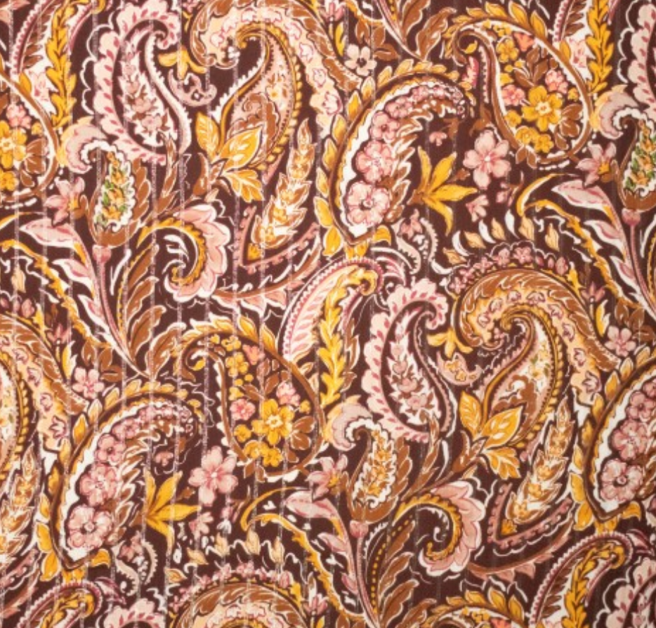 Viskose Paisley Metallic braun