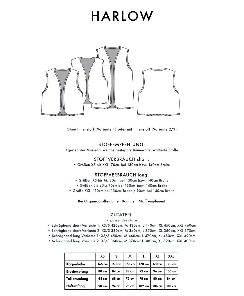 Schnittmuster BODYWARMER HARLOW
