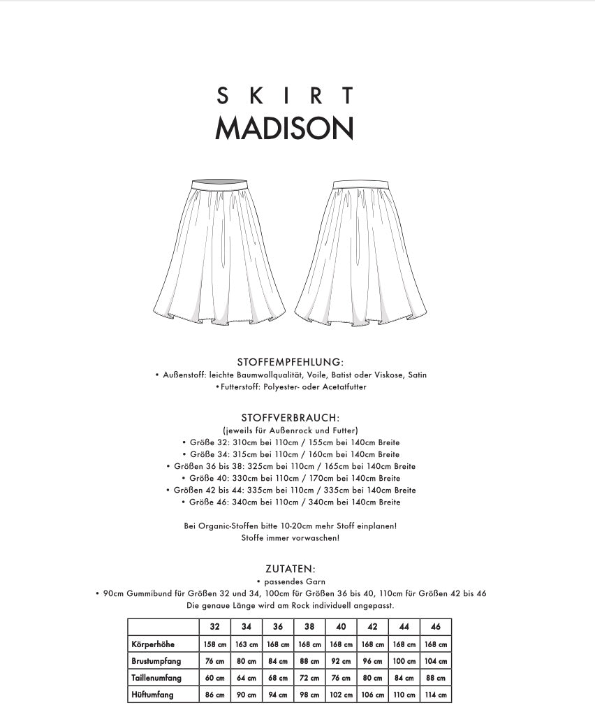 Schnittmuster SKIRT MADISON