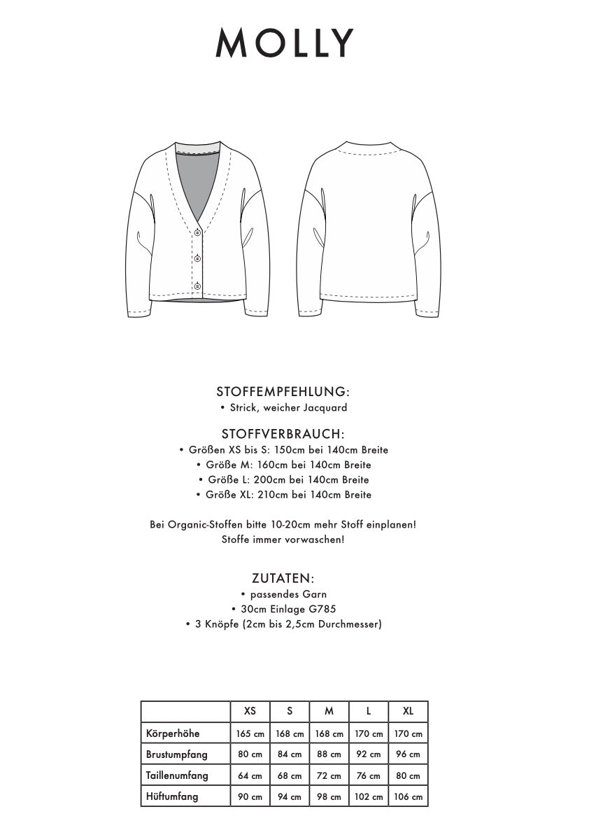 Schnittmuster CARDIGAN MOLLY