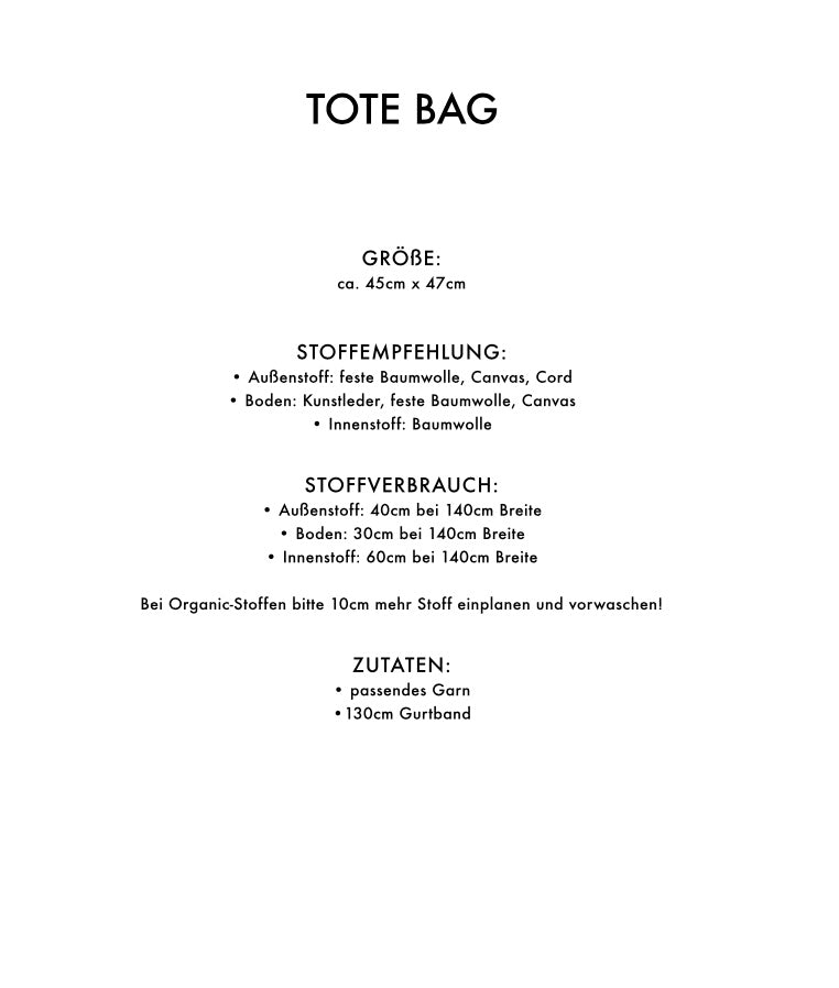 Schnittmuster TOTE BAG