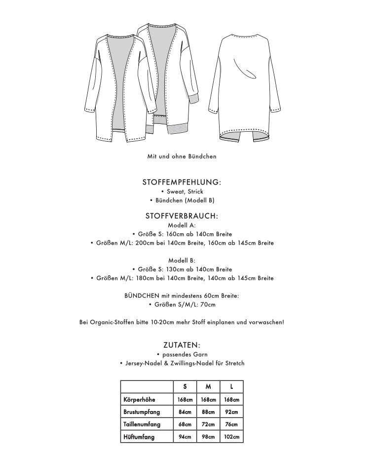 Schnittmuster CARDIGAN AVA