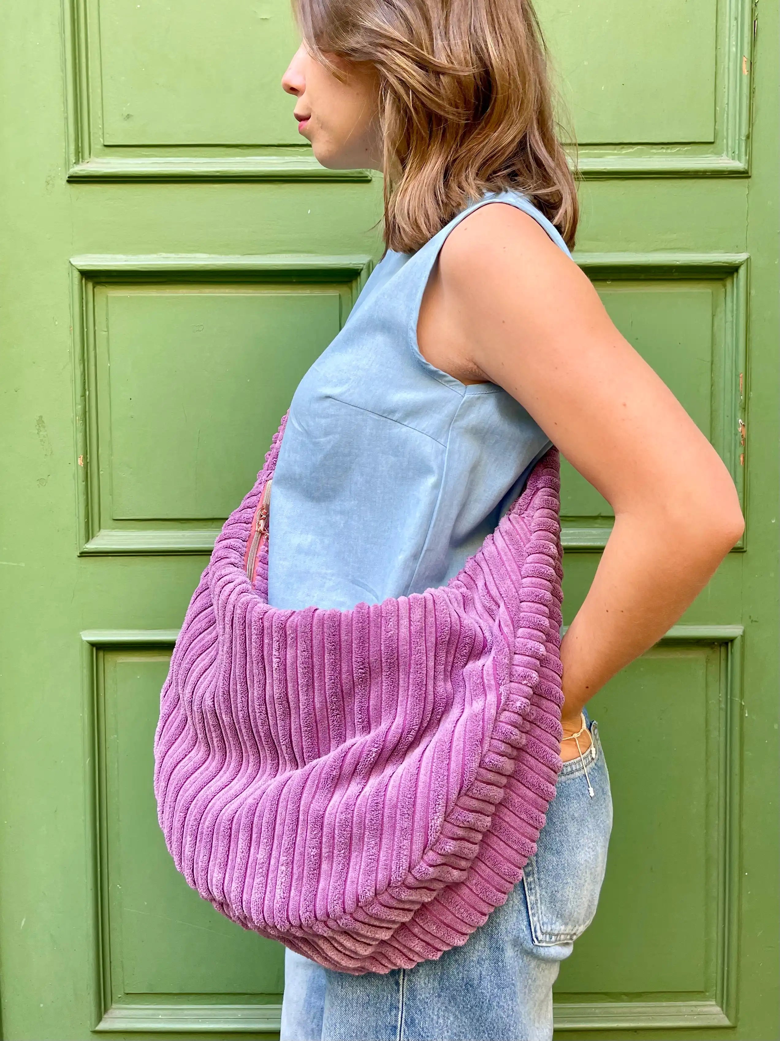 Crossbody Bag BANANA VELVET STRIPES altrosa