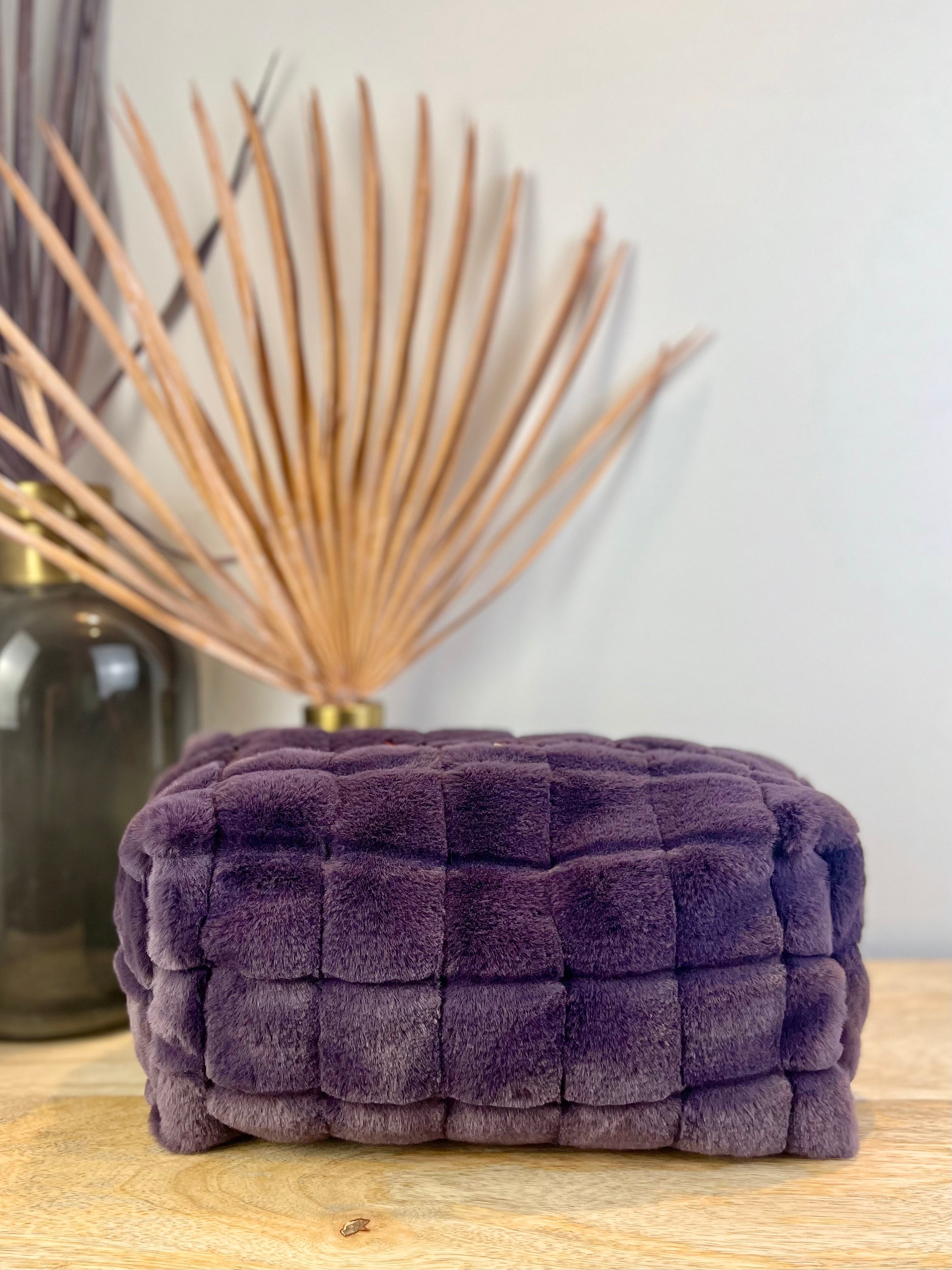 Kosmetiktasche Fell kariert lila