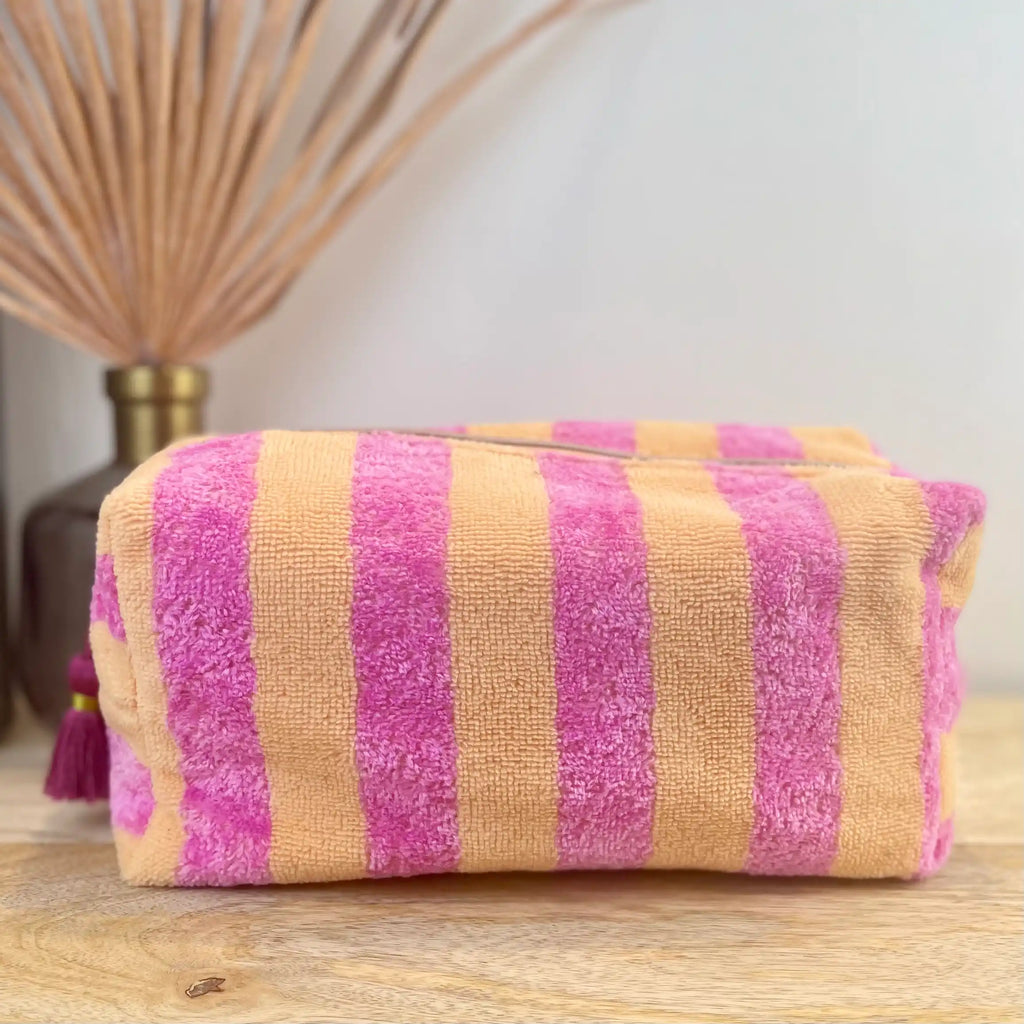 Nähset BOX BAG FROTTEE STRIPES rosa