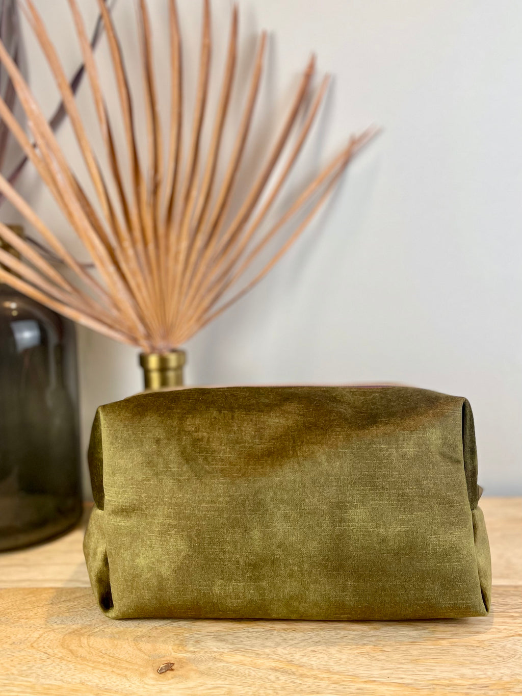 Kosmetiktasche Nähset Samt tannengrün