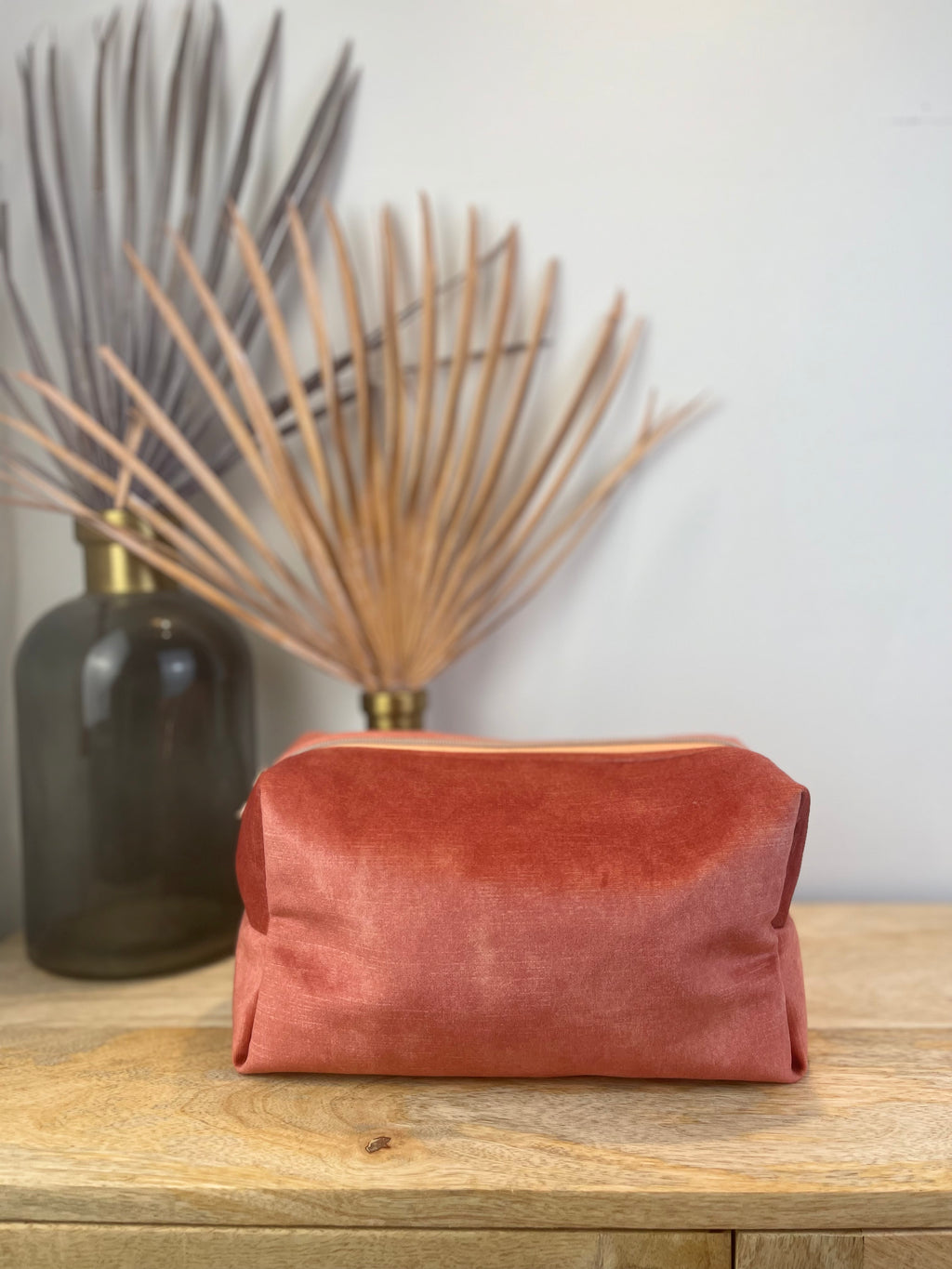 Nähset Kosmetiktasche Samt pfirsich