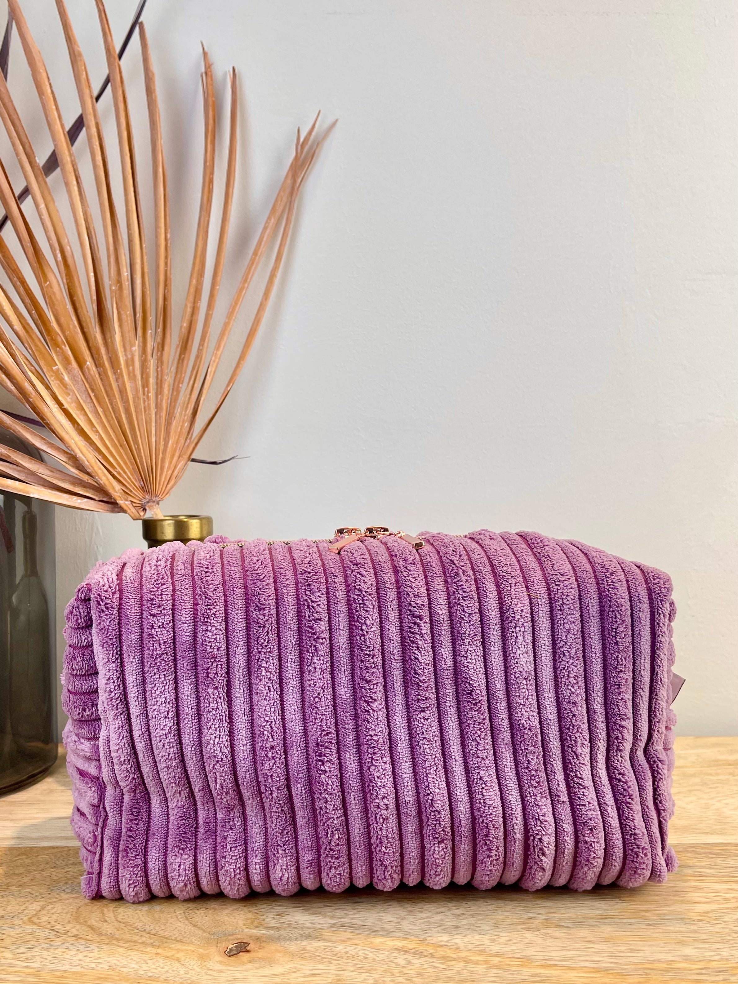 Kosmetiktasche Samt Cord altrosa