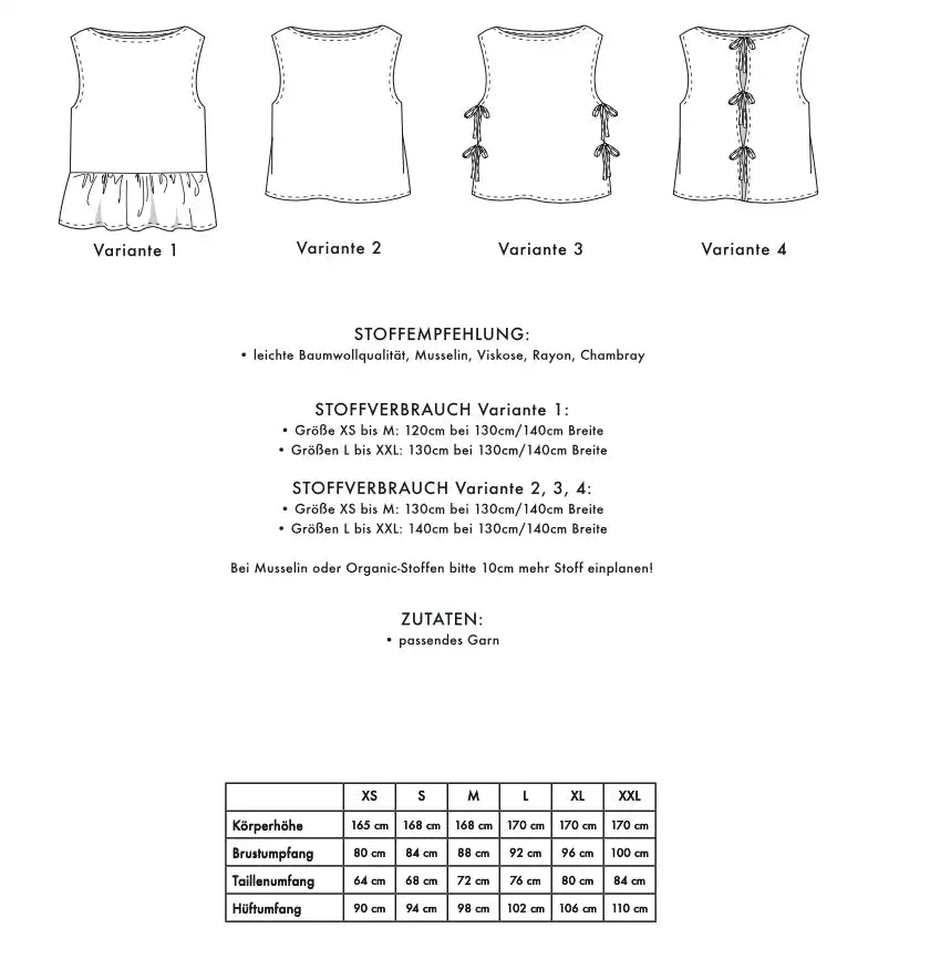 Schnittmuster TOP OPHELIA