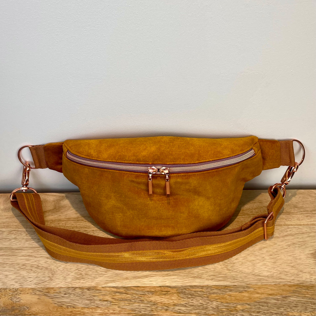 Crossbody Bag RILEY VELVET curry