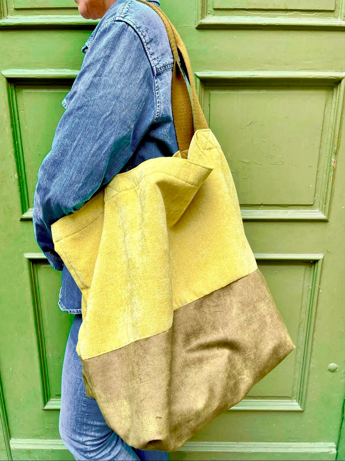 Shopper TONI VELVET lime fir