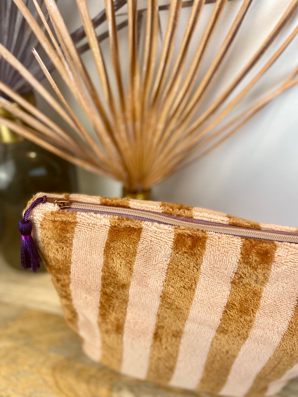 Washbag FROTTEE STRIPES karamell