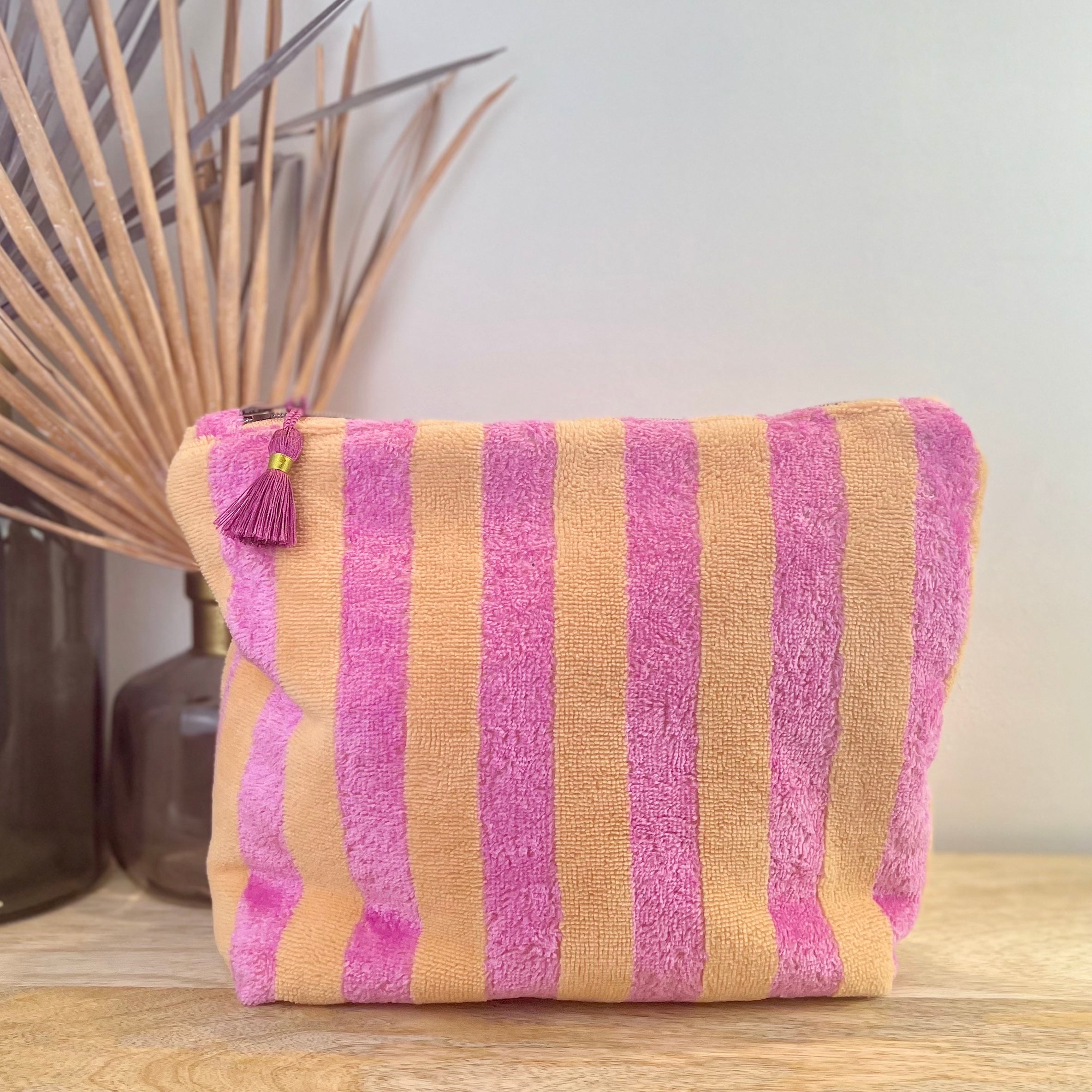 Washbag FROTTEE STRIPES rosa