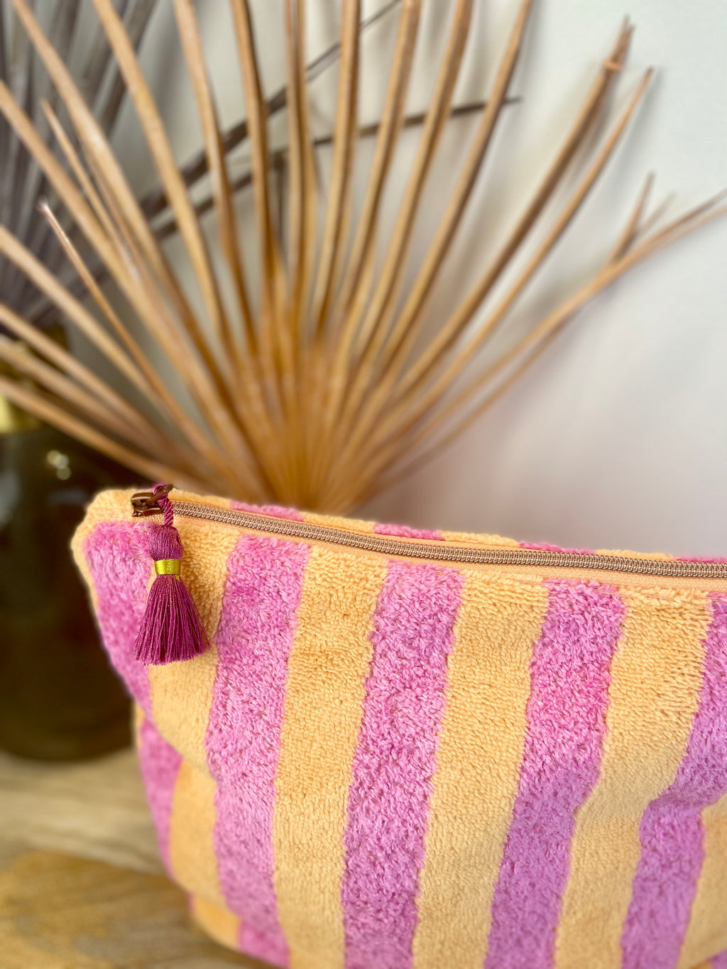 Washbag FROTTEE STRIPES rosa